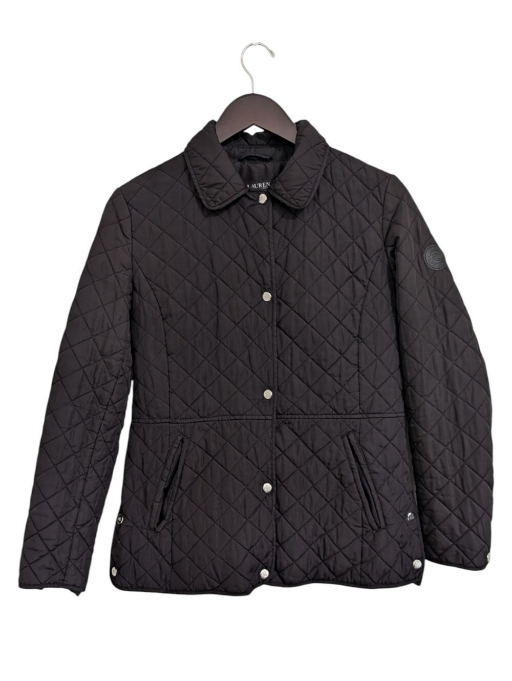 Lauren Ralph Lauren Black Diamond Quilted Snap Jacket Size S Petite - Picture 2 of 11